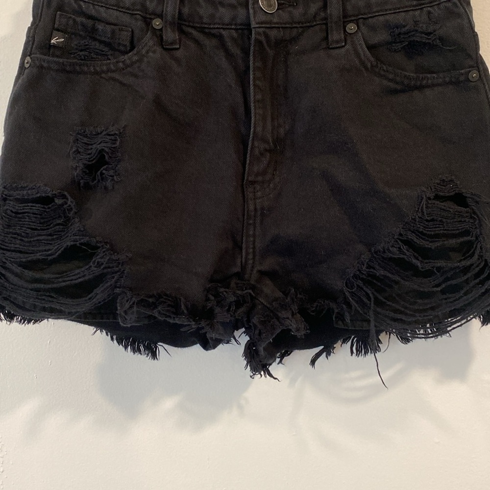 KANCAN black denim frayed shorts - Picture 4 of 9
